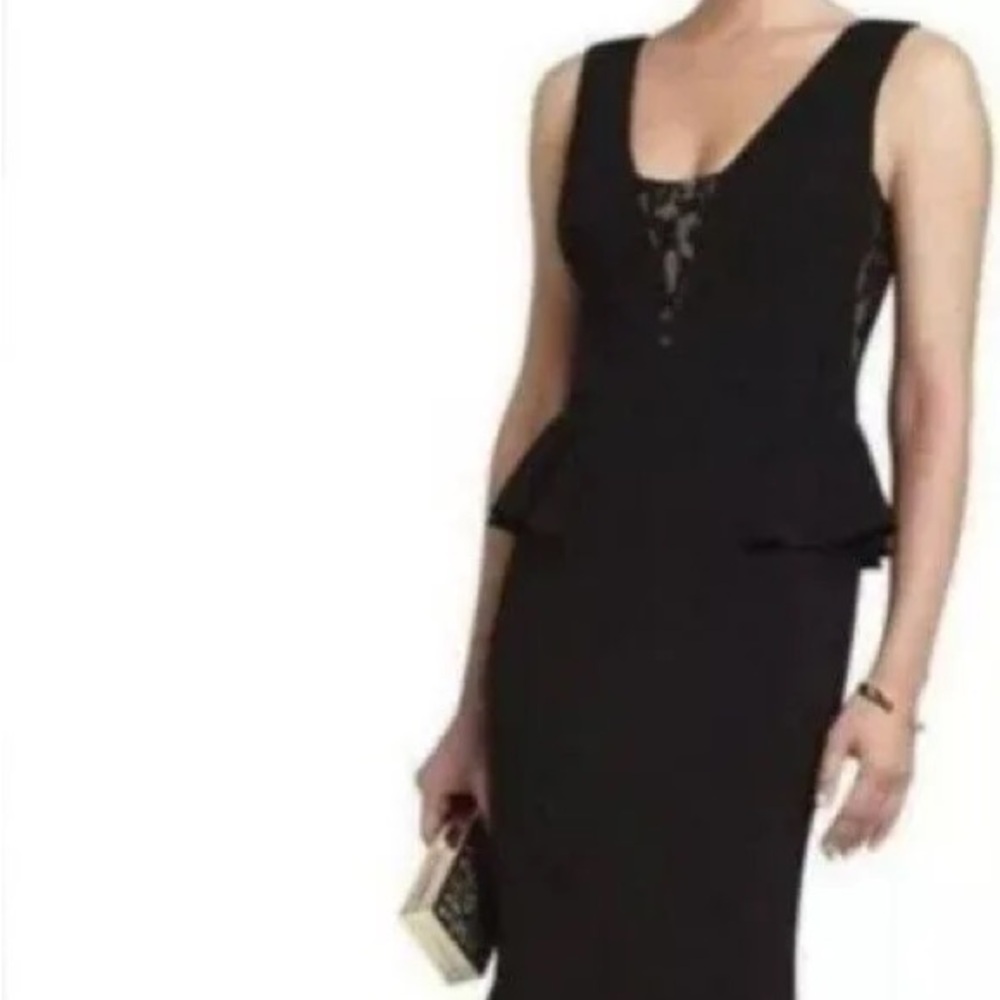 BCBGMAXAZRIA Silvia Sleeveless Peplum Long Dress